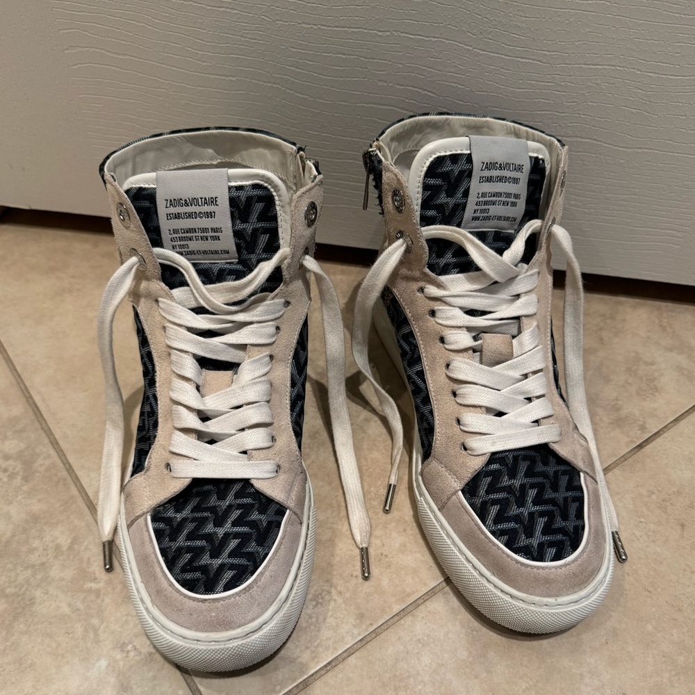 ZADIG & VOLTAIRE high flash monogram high top shoes. Size US 8